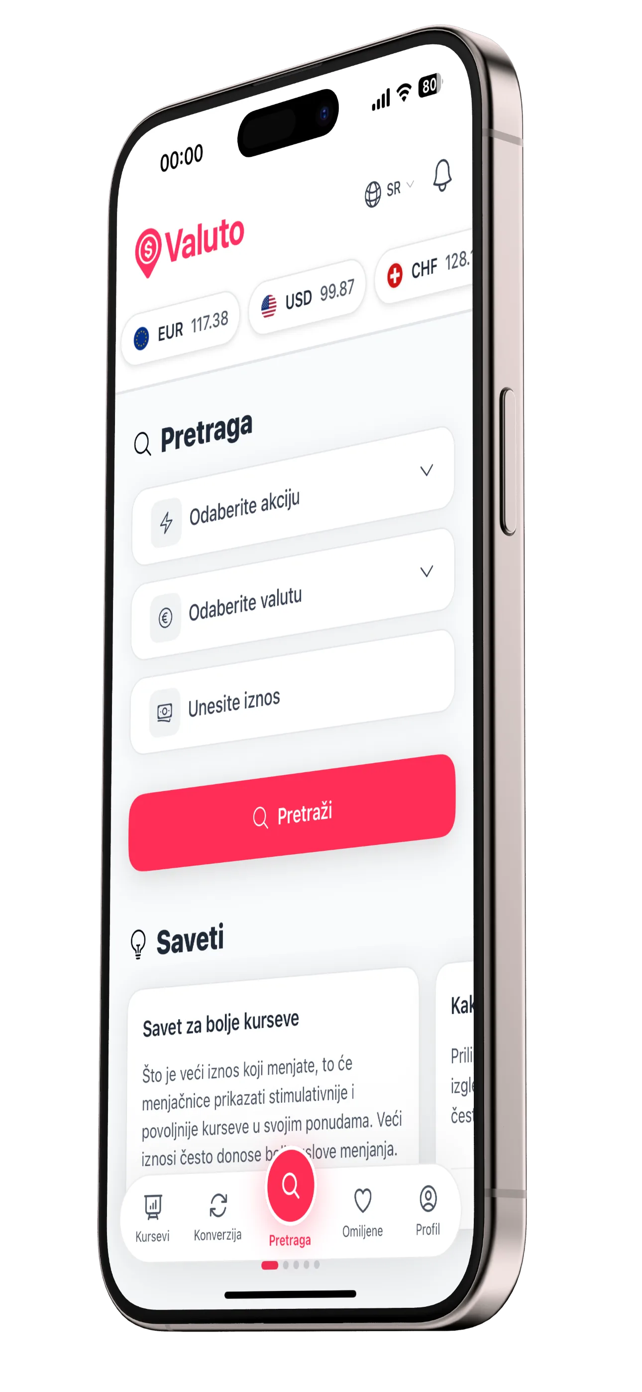 Valuto — pretraga kurseva